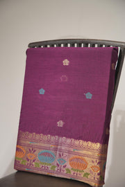 Artivra Wine Muga Cotton Unstitched Suit Set